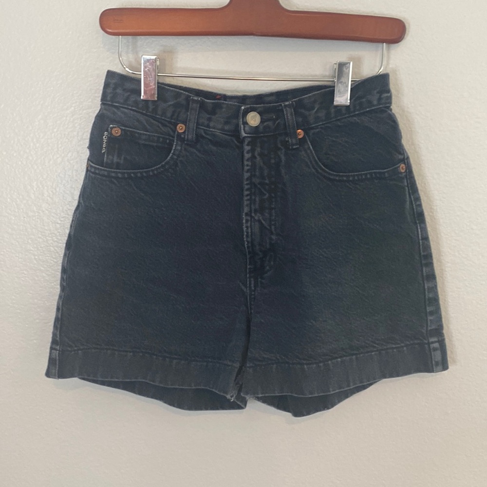 Bongo | Vintage 90’s high rise black wash hard denim shorts size 3